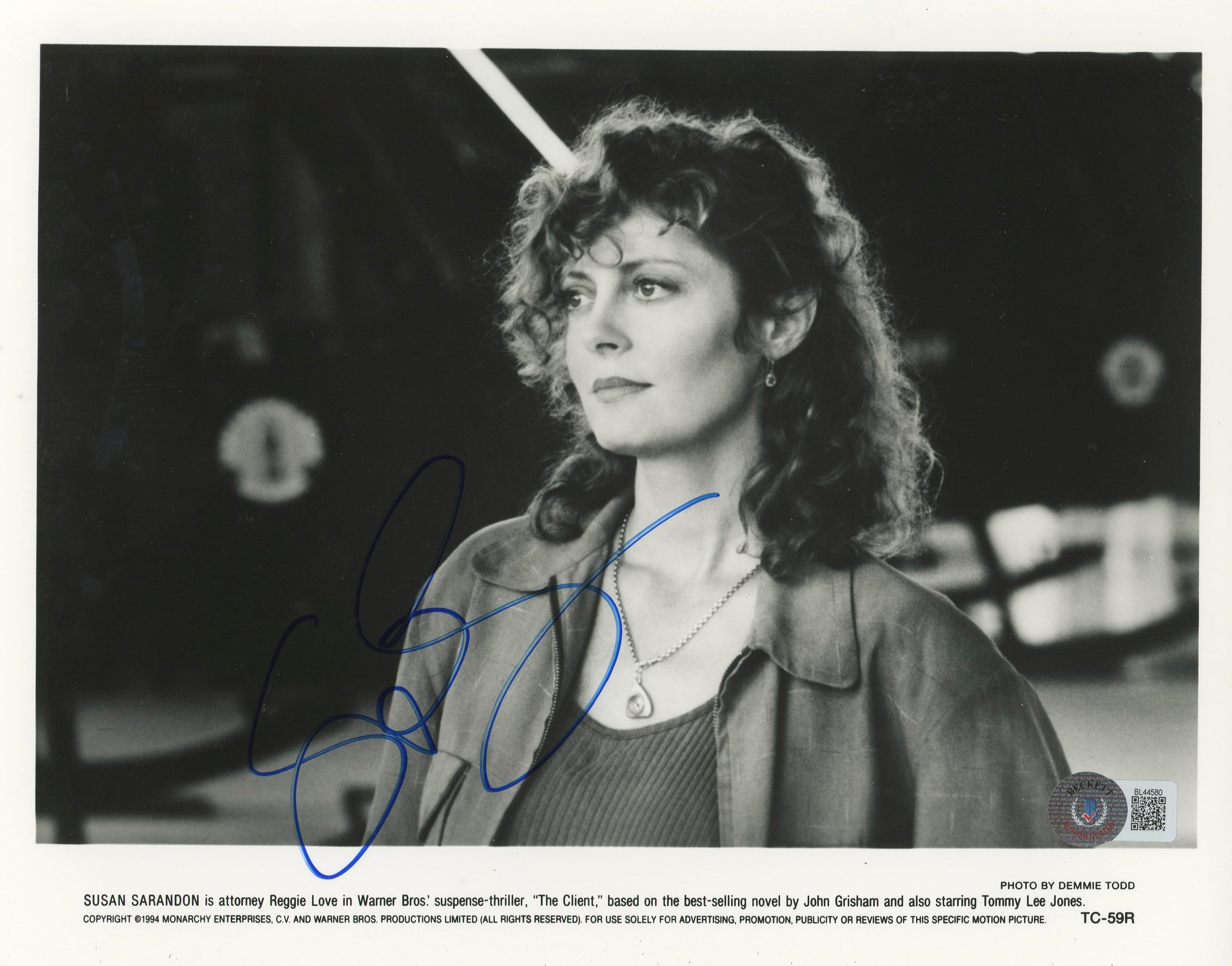Susan Sarandon The Client Authentic Signed 8x10 Photo Autographed BAS #BL44580