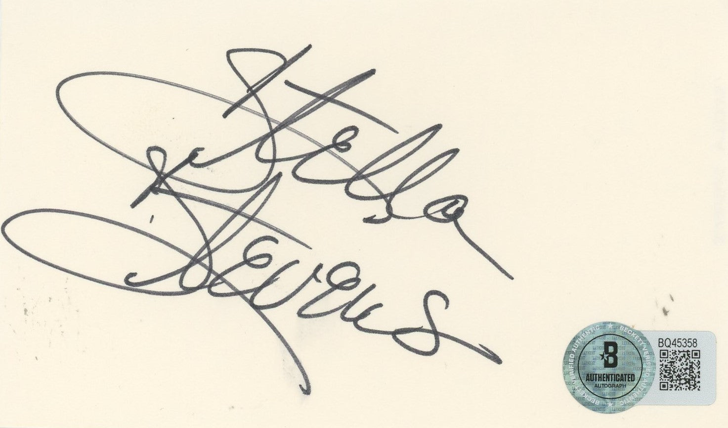 Stella Stevens Girls! Girls! Girls! Authentic Signed 3x5 Index Card BAS #BQ45358