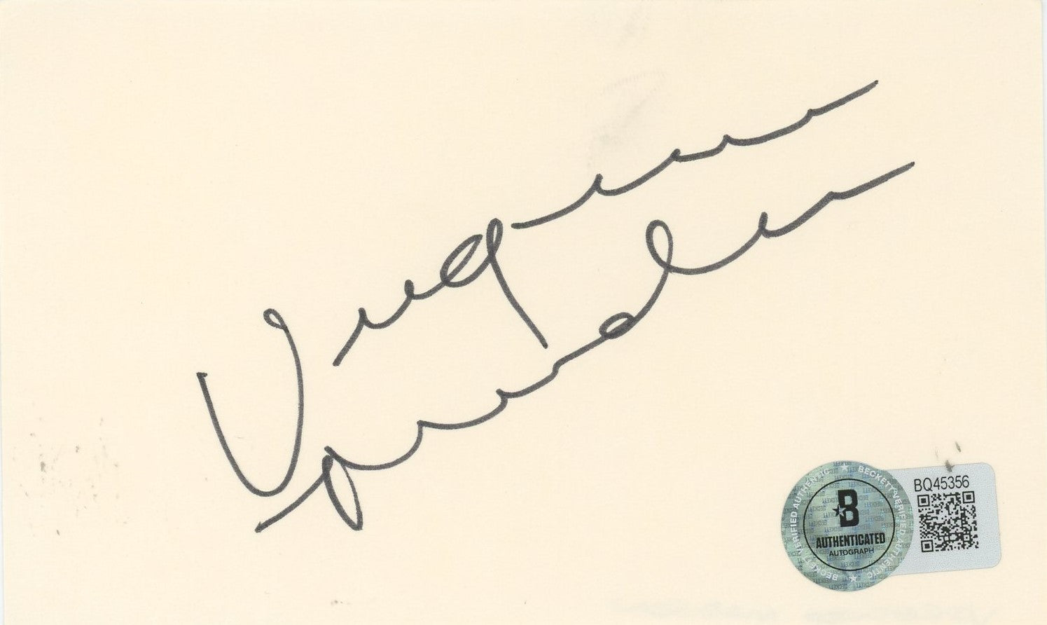 Virginia Madsen Dune Authentic Signed 3x5 Index Card Autographed BAS #BQ45356
