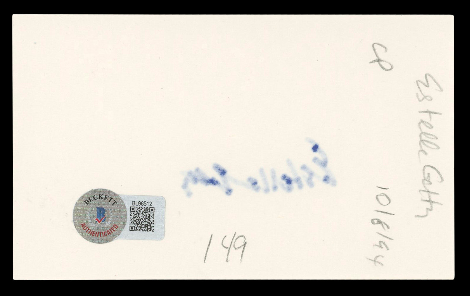 Estelle Getty The Golden Girls Authentic Signed 3x5 Index Card BAS #BL98512