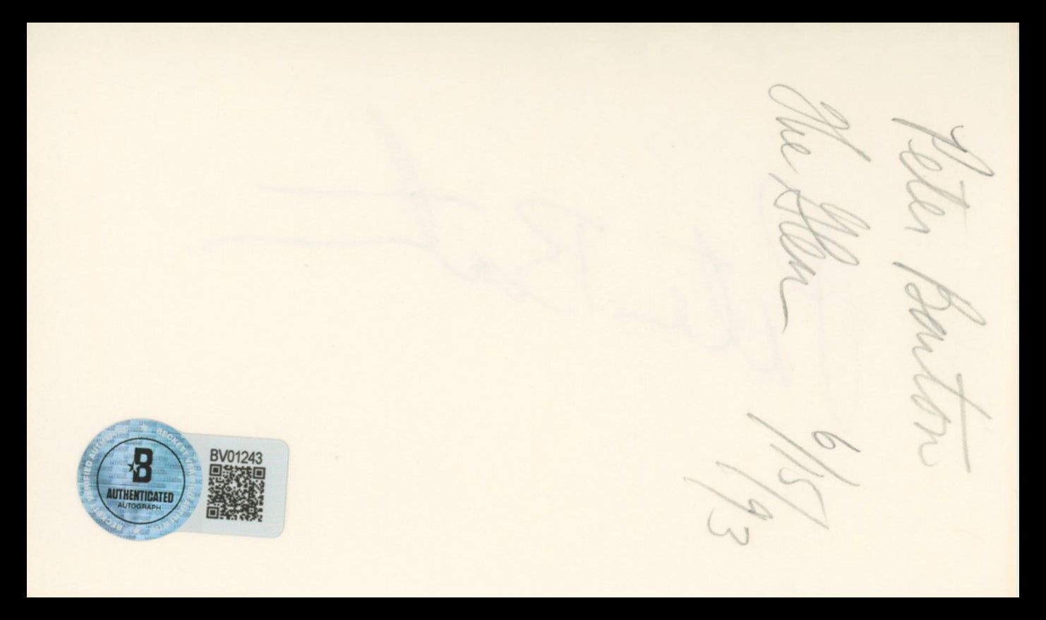 Peter Barton Friday the 13th Authentic Signed 3x5 Index Card BAS #BV01243