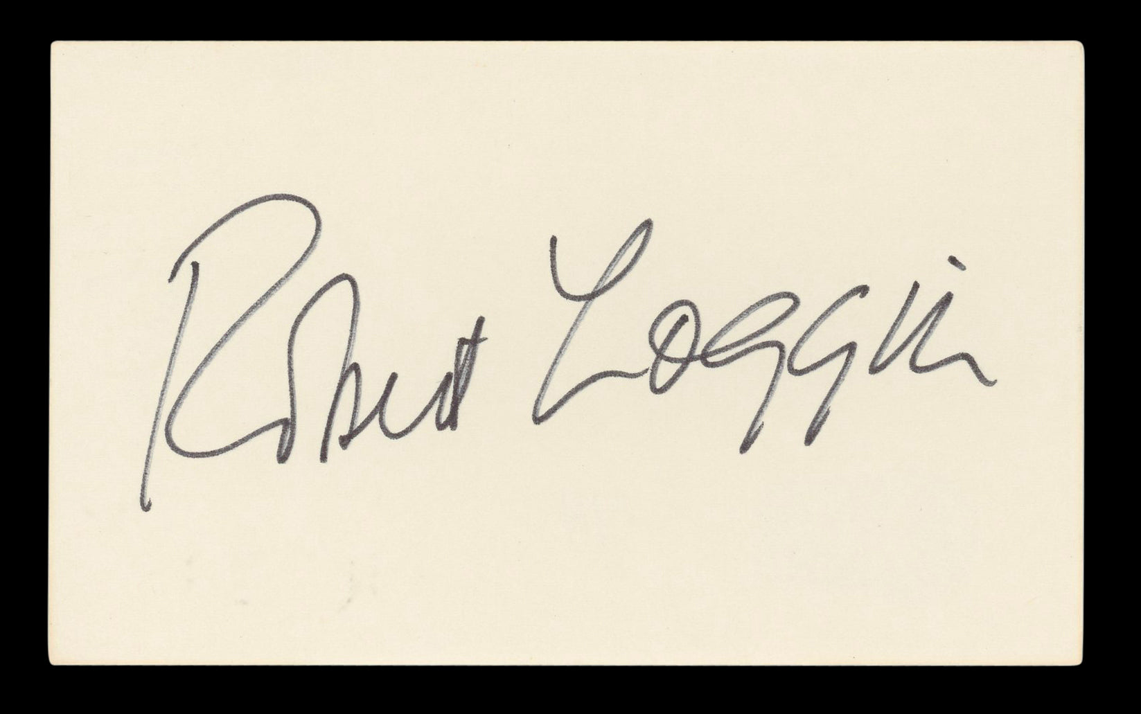 Robert Loggia Big Authentic Signed 3x5 Index Card Autographed BAS #BL96580