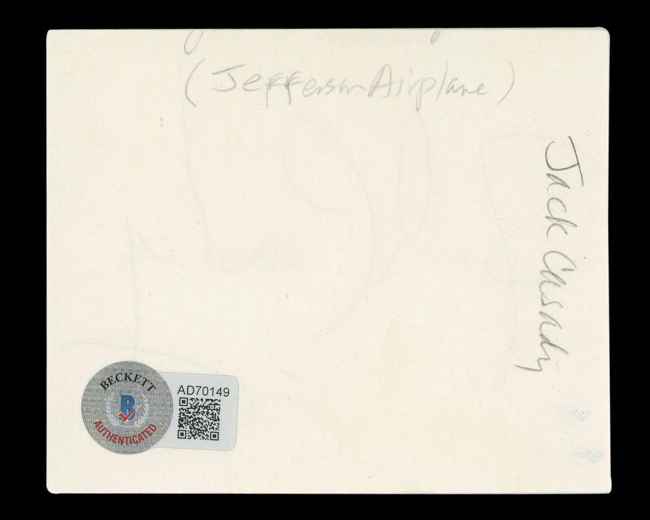Jack Casady Musician Authentic Signed 3x5 Index Card Autographed BAS #AD70149