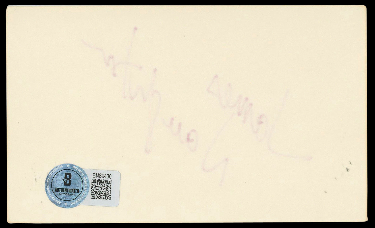 James Naughton Cat's Eye Authentic Signed 3x5 Index Card BAS #BN89430