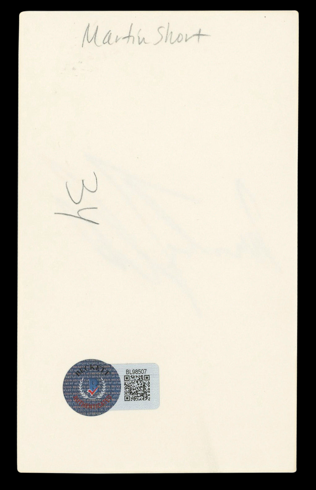 Martin Short Three Amigos! Authentic Signed 3x5 Index Card BAS #BL98507