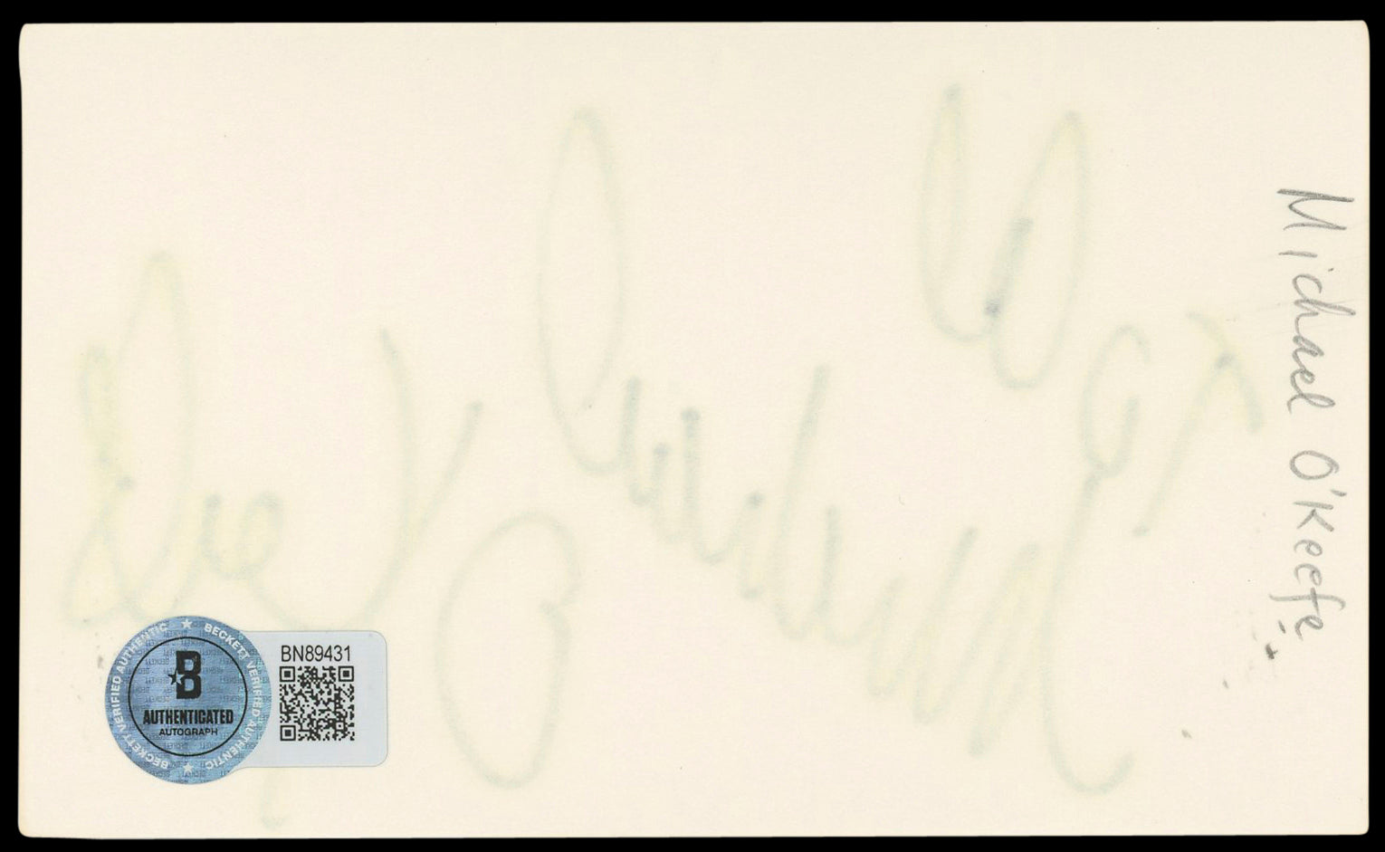 Michael O'Keefe Caddyshack "To Al" Authentic Signed 3x5 Index Card BAS #BN89431