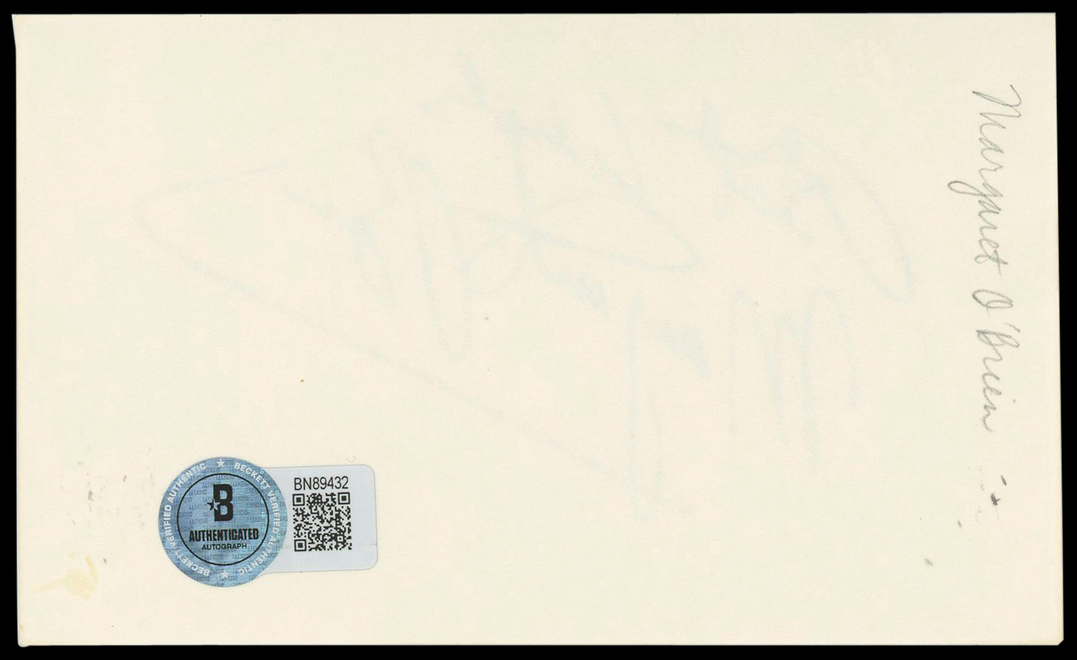 Margaret O'Brien Meet Me in St. Louis Signed 3x5 Index Card BAS #BN89432