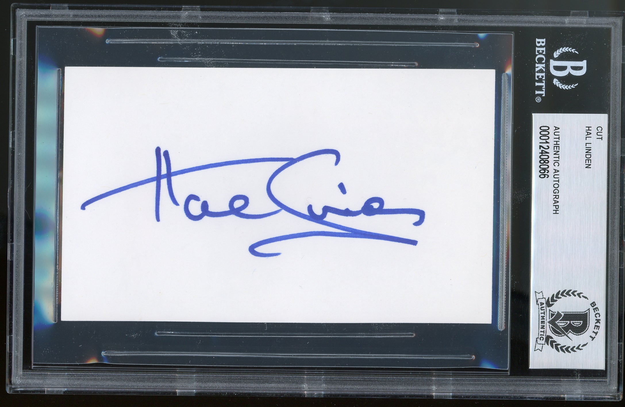 Hal Linden Barney Miller Authentic Signed 3x5 Cut Signature Autographed BAS Slab
