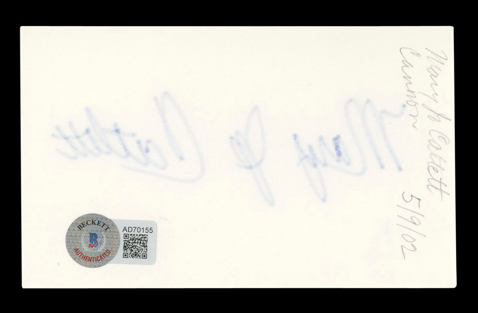 Mary Jo Catlett Spongebob Signed 3x5 Index Card Autographed BAS #AD70155