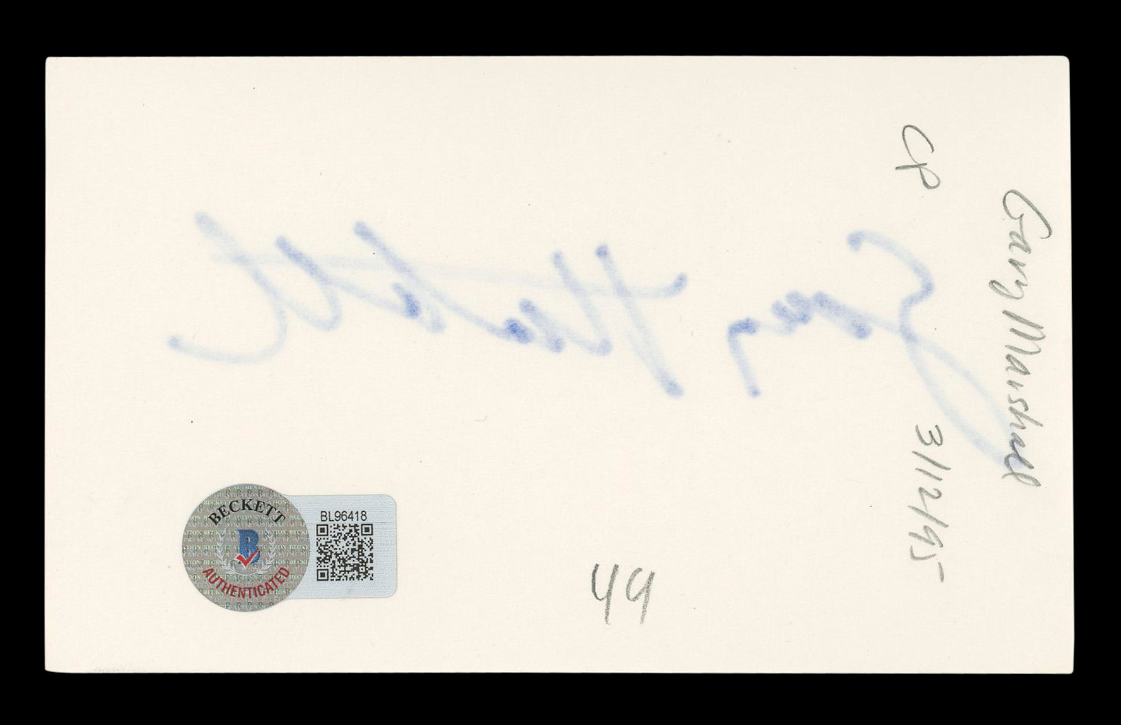 Garry Marshall The Princess Diaries Authentic Signed 3x5 Index Card BAS #BL96418