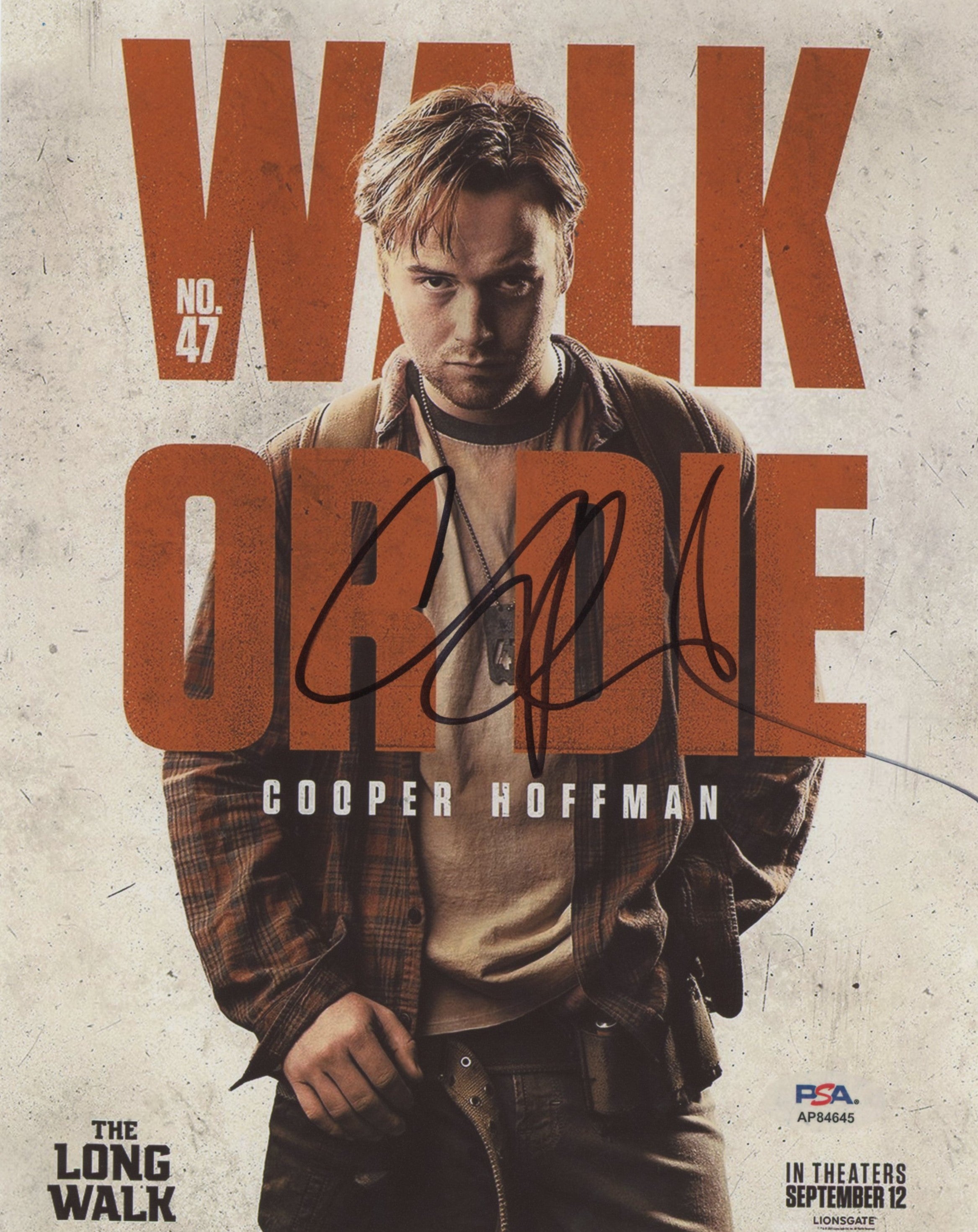 Cooper Hoffman The Long Walk Authentic Signed 8x10 Vertical Photo PSA #AP84645
