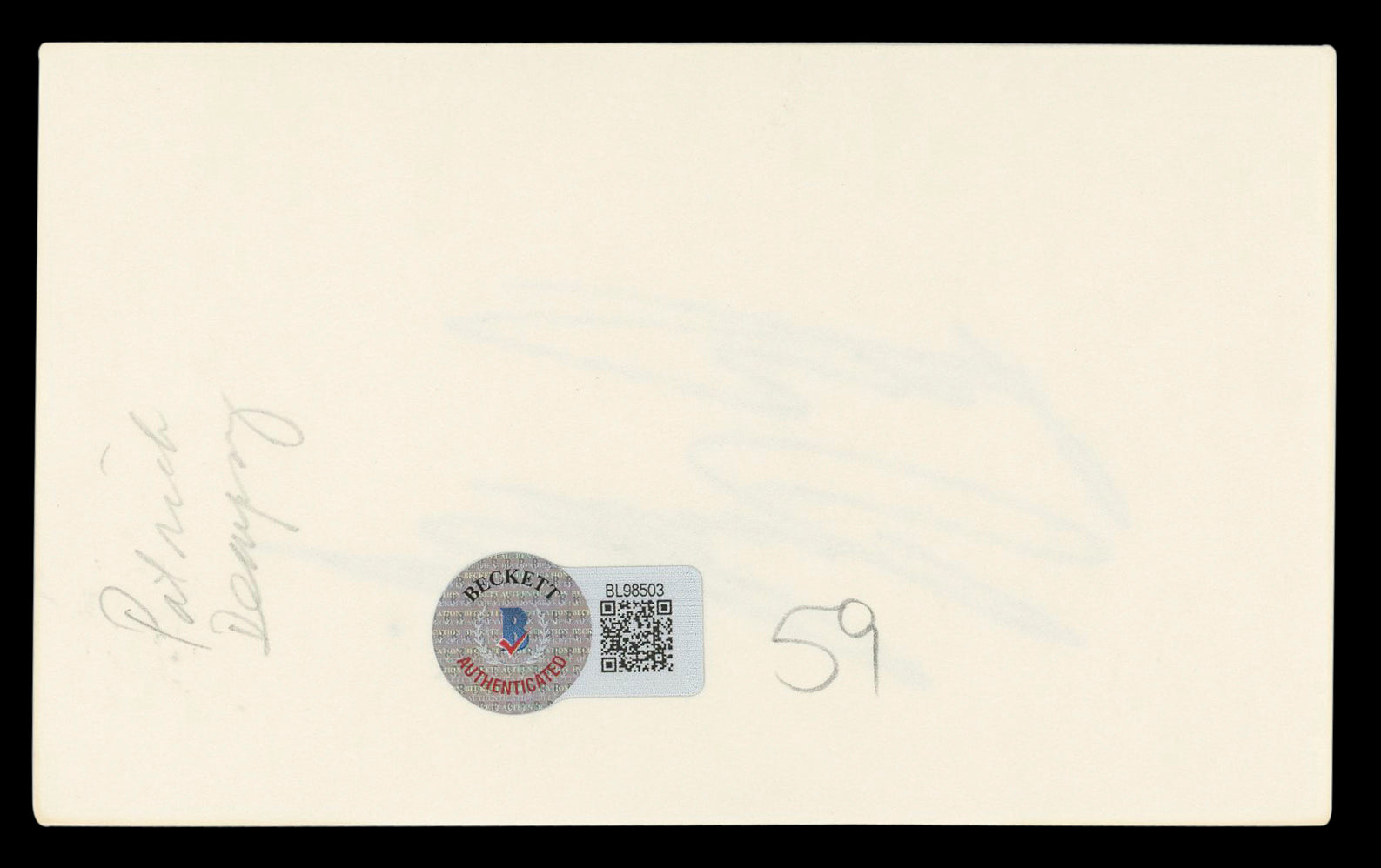 Patrick Dempsey Grey's Anatomy Authentic Signed 3x5 Index Card BAS #BL98503
