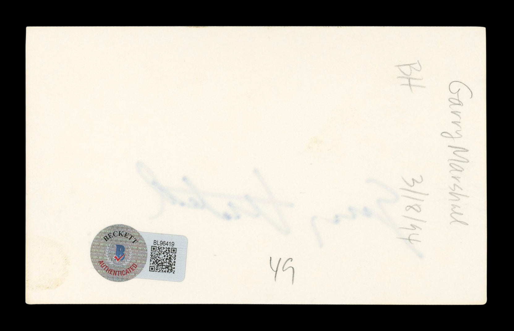 Garry Marshall The Princess Diaries Authentic Signed 3x5 Index Card BAS #BL96419