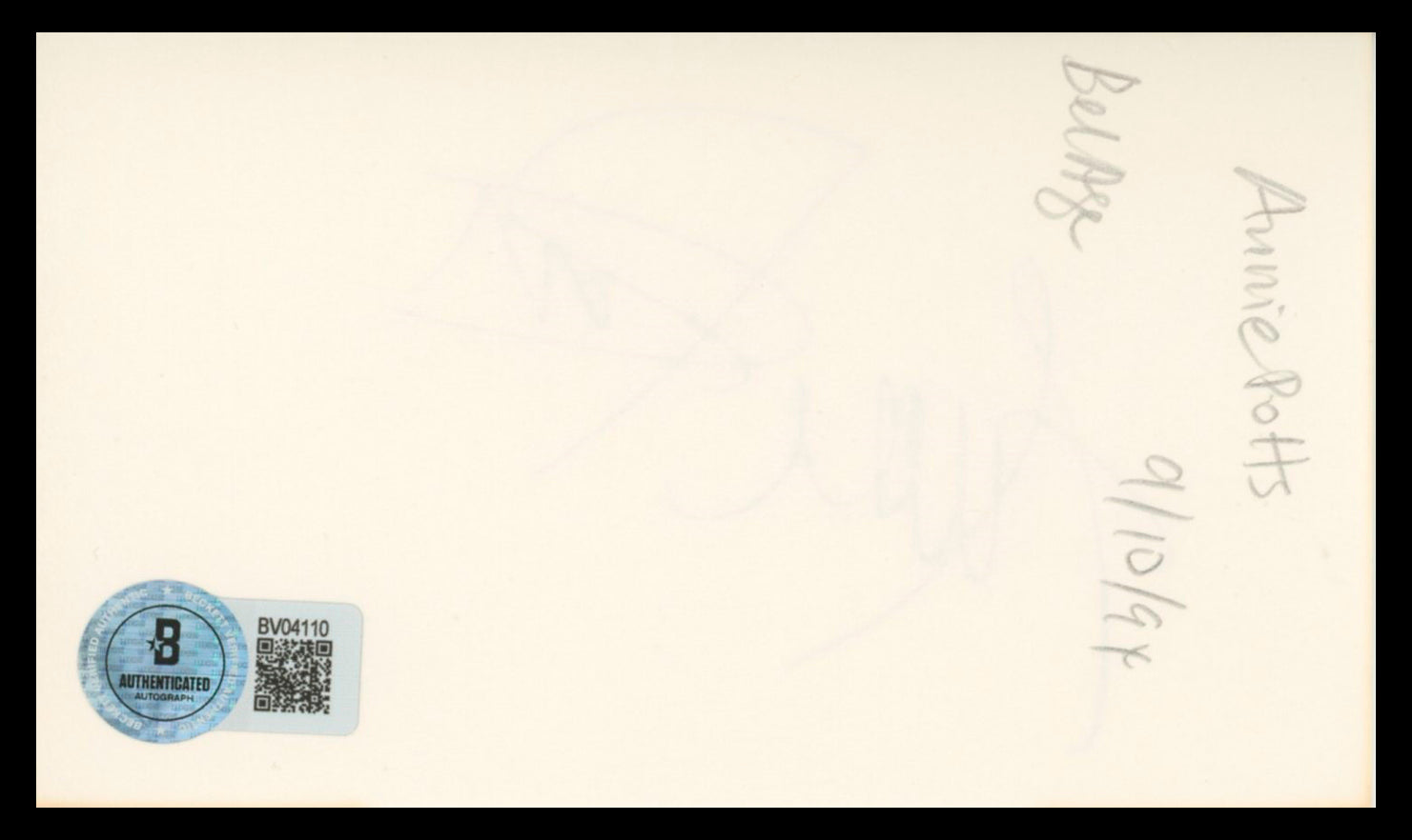 Annie Potts Ghostbusters Authentic Signed 3x5 Index Card BAS #BV04110