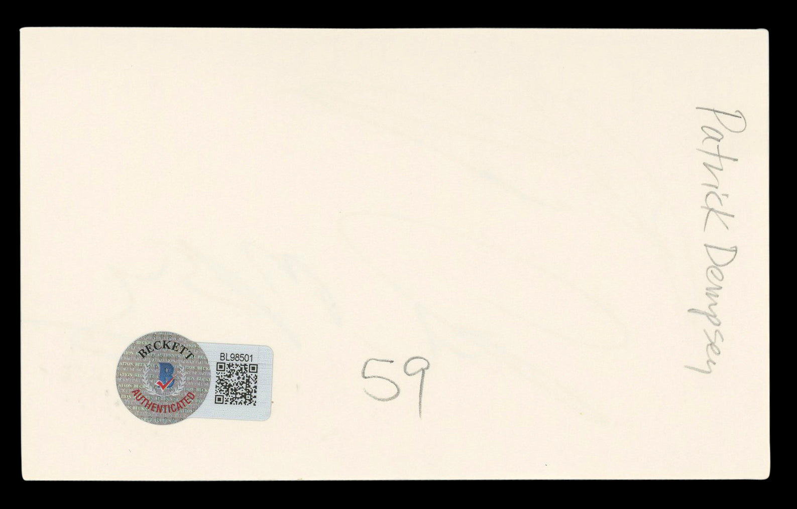 Patrick Dempsey Grey's Anatomy Authentic Signed 3x5 Index Card BAS #BL98501
