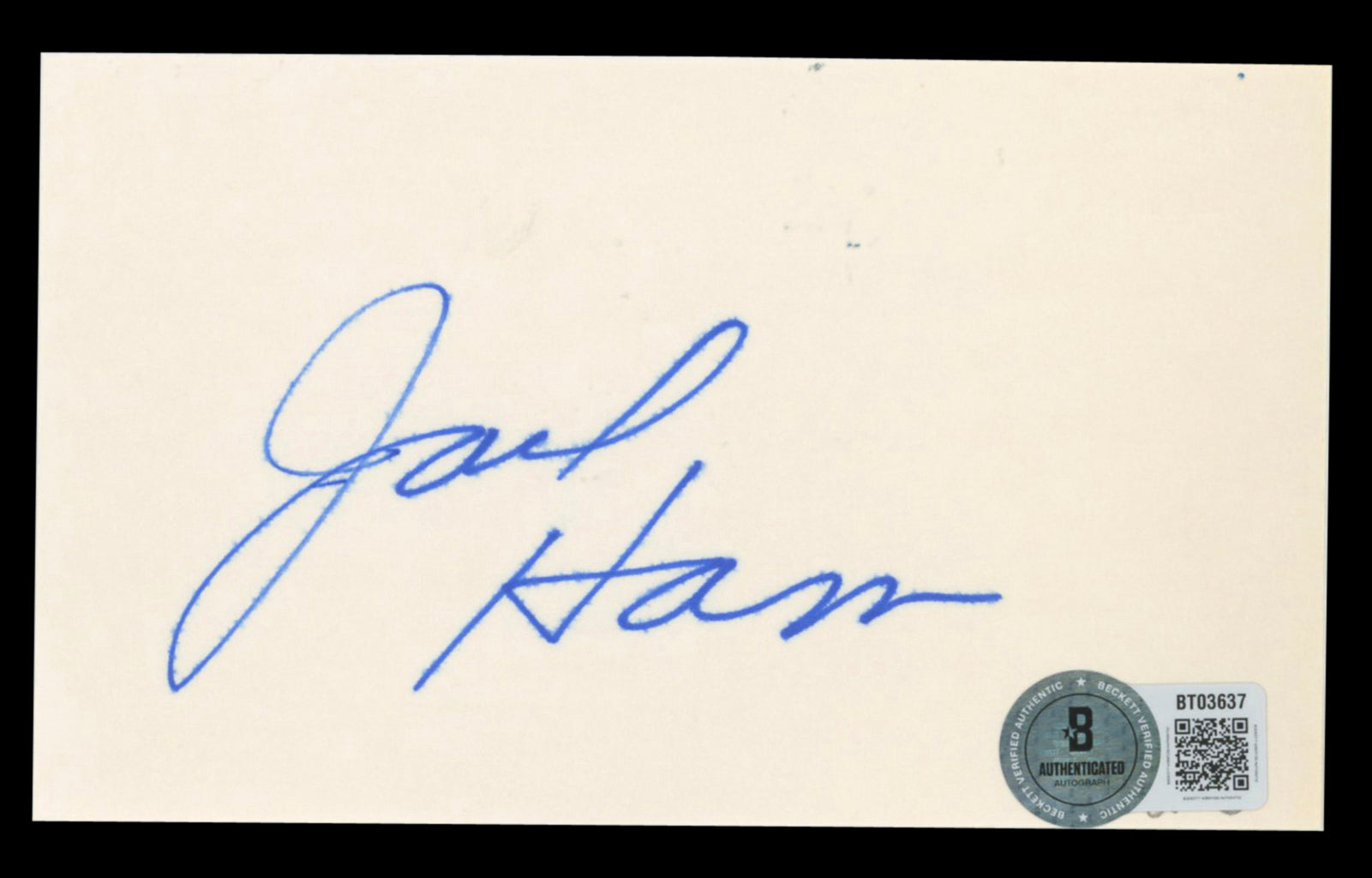 Steelers Jack Ham Authentic Signed 3x5 Index Card Autographed BAS #BT03637