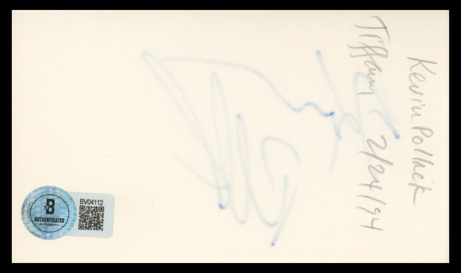 Kevin Pollak A Few Good Men Authentic Signed 3x5 Index Card BAS #BV04112