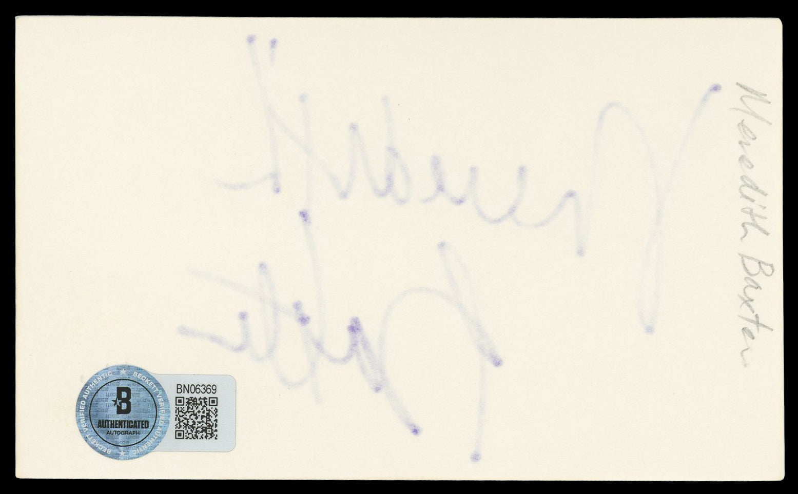 Meredith Baxter Family Ties Authentic Signed 3x5 Index Card BAS #BN06369