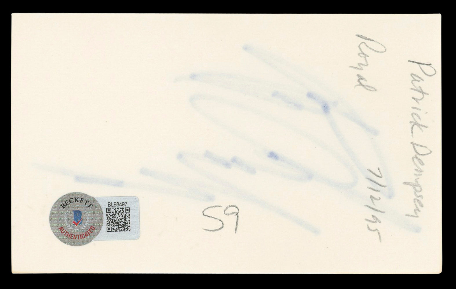 Patrick Dempsey Grey's Anatomy Authentic Signed 3x5 Index Card BAS #BL98497