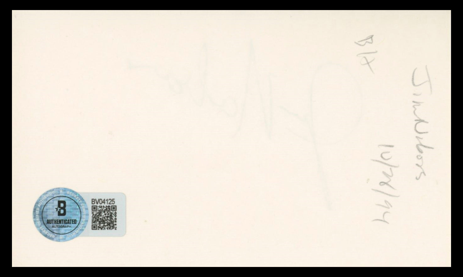 Jim Nabors The Andy Griffith Show Authentic Signed 3x5 Index Card BAS #BV04125