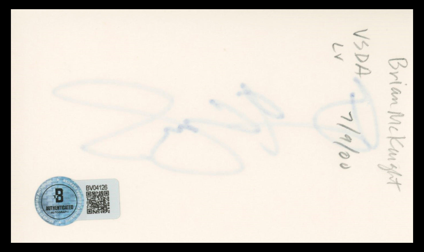 Brian McKnight Forgetting Sarah Marshall Signed 3x5 Index Card BAS #BV04126