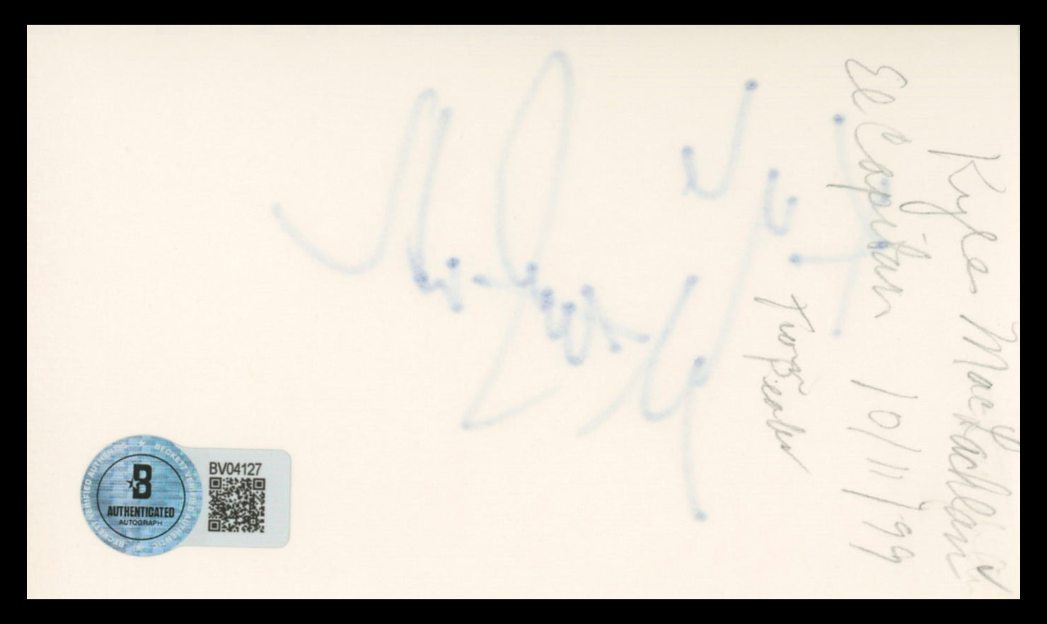 Kyle Maclachlan Twin Peaks Authentic Signed 3x5 Index Card BAS #BV04127