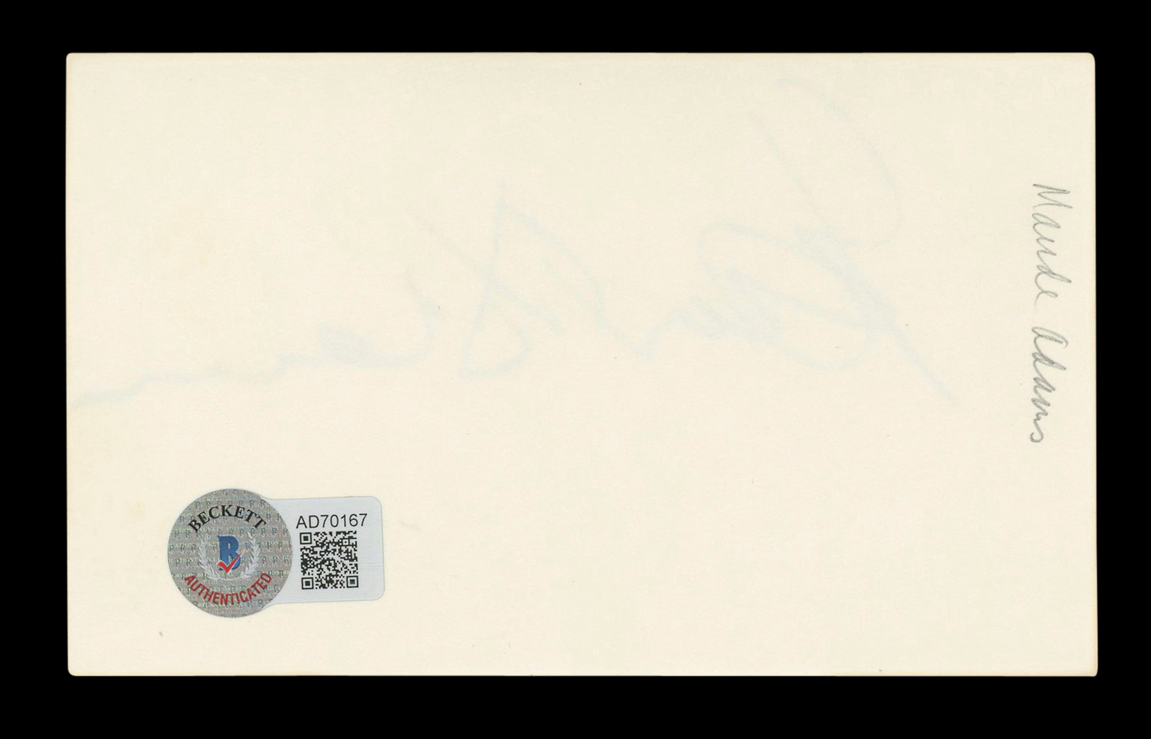 Maude Adams The Man with the Golden Gun Signed 3x5 Index Card BAS #AD70167