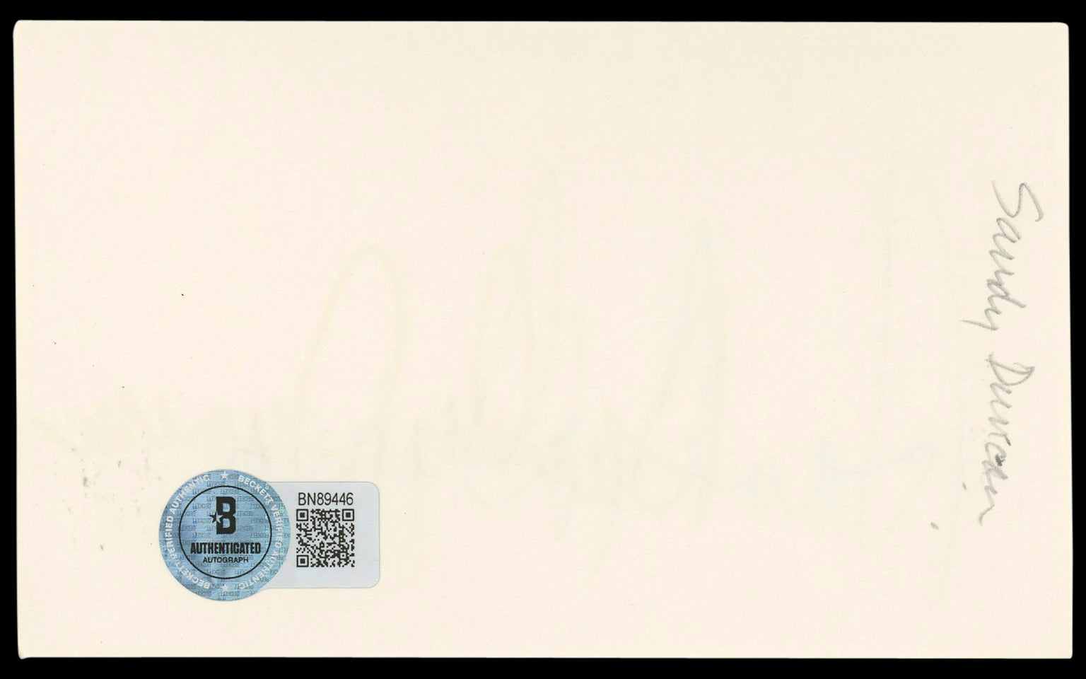 Sandy Duncan The Hogan Family Authentic Signed 3x5 Index Card BAS #BN89446