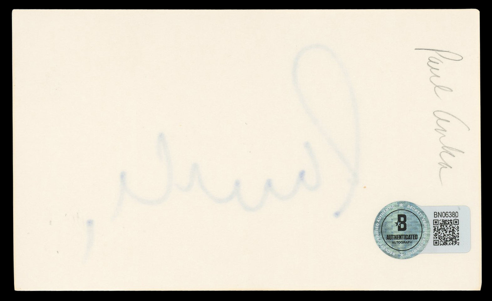 Paul Anka Musician Authentic Signed 3x5 Index Card Autographed BAS #BN06380