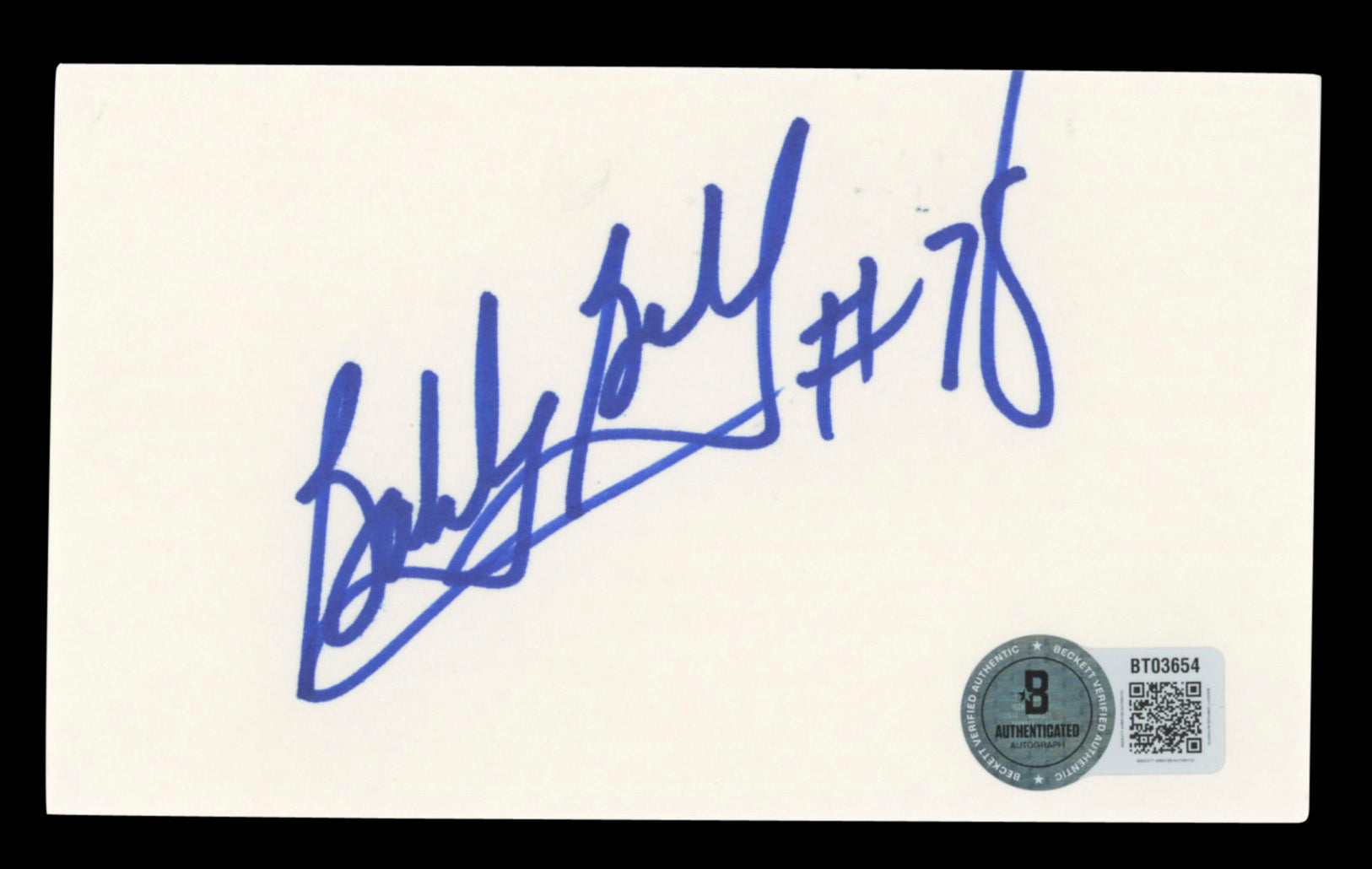 Chiefs Bobby Bell "#78" Authentic Signed 3x5 Index Card Autographed BAS #BT03654