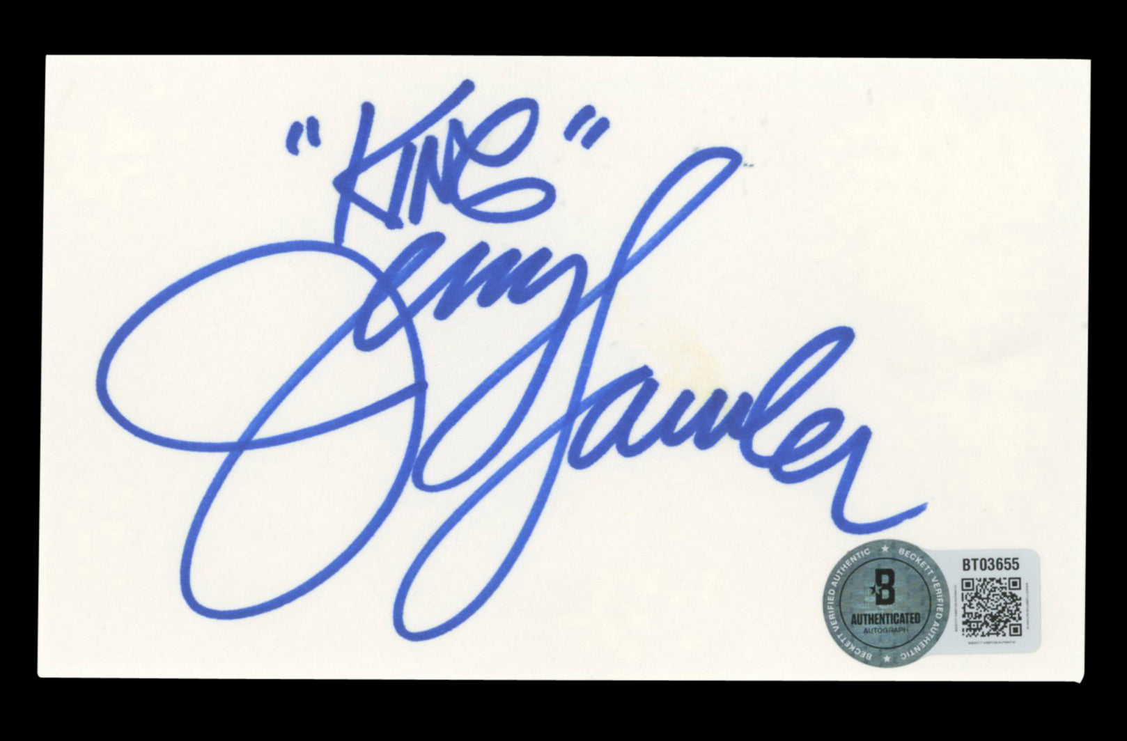 WWE Jerry Lawler "King" Authentic Signed 3x5 Index Card Autographed BAS #BT03655