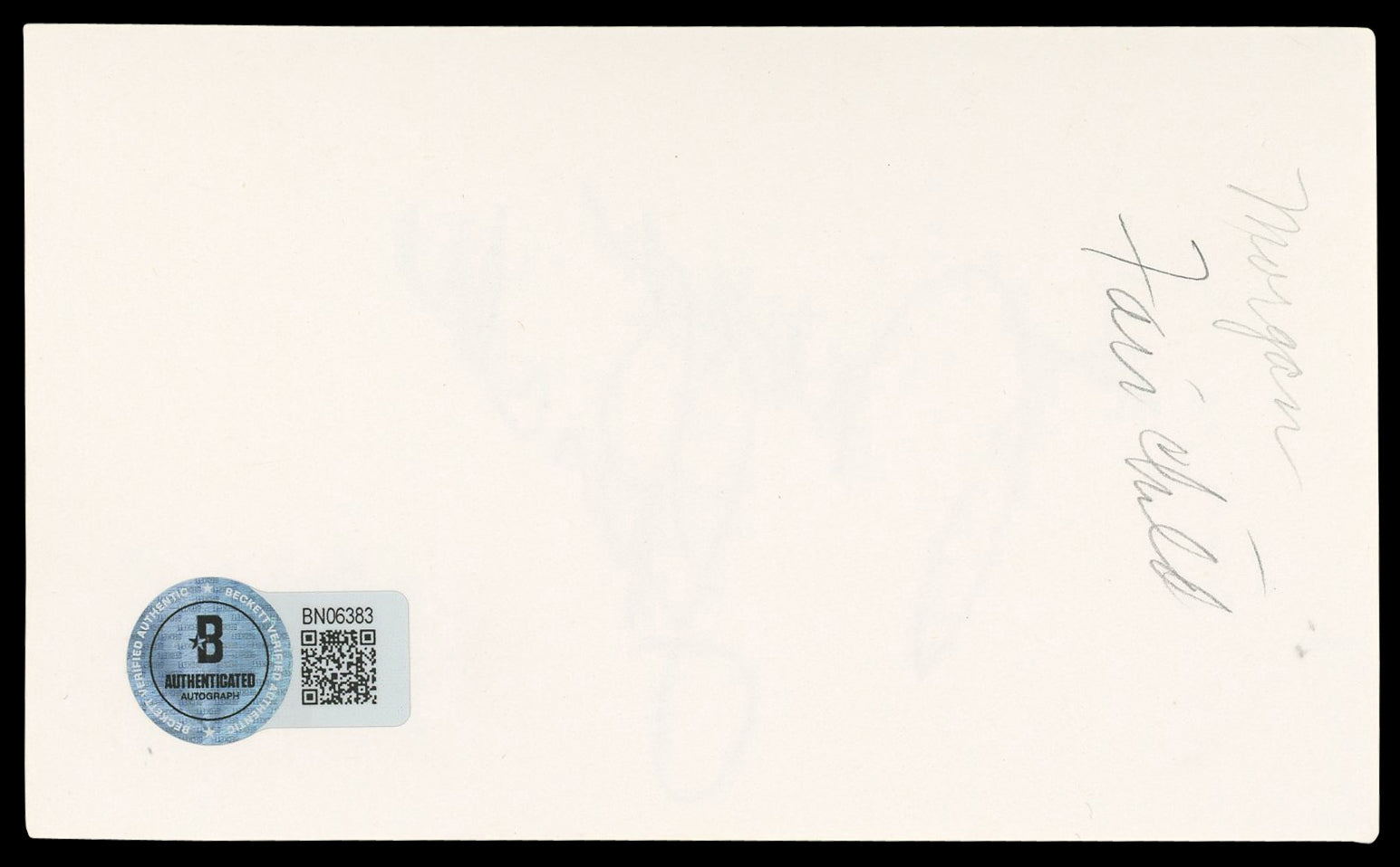 Morgan Fairchild Falcon Crest Authentic Signed 3x5 Index Card BAS #BN06383