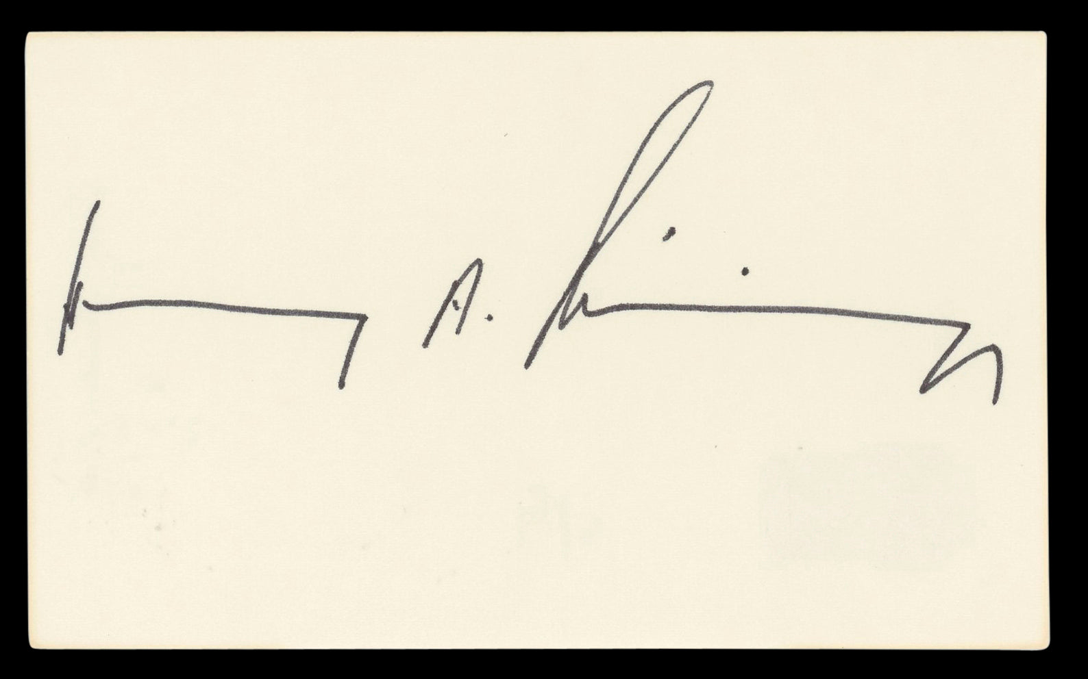Henry Kissinger Authentic Signed 3x5 Index Card Autographed BAS #BL98485