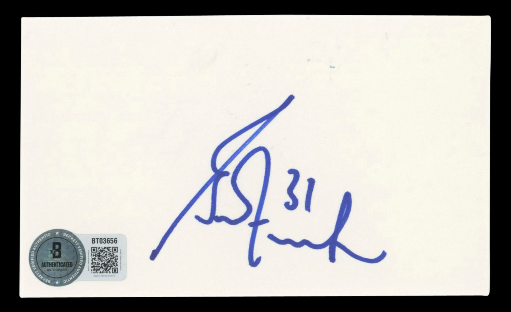 Oilers Grant Fuhr "31" Authentic Signed 3x5 Index Card Autographed BAS #BT03656