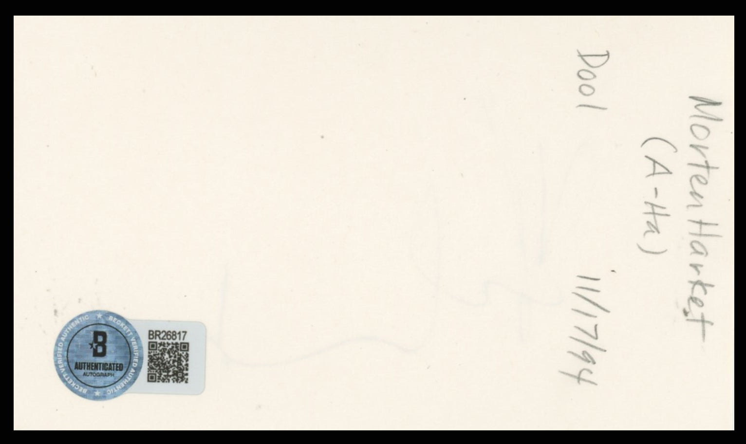 Morten Harket a-ha Authentic Signed 3x5 Index Card Autographed BAS #BR26817