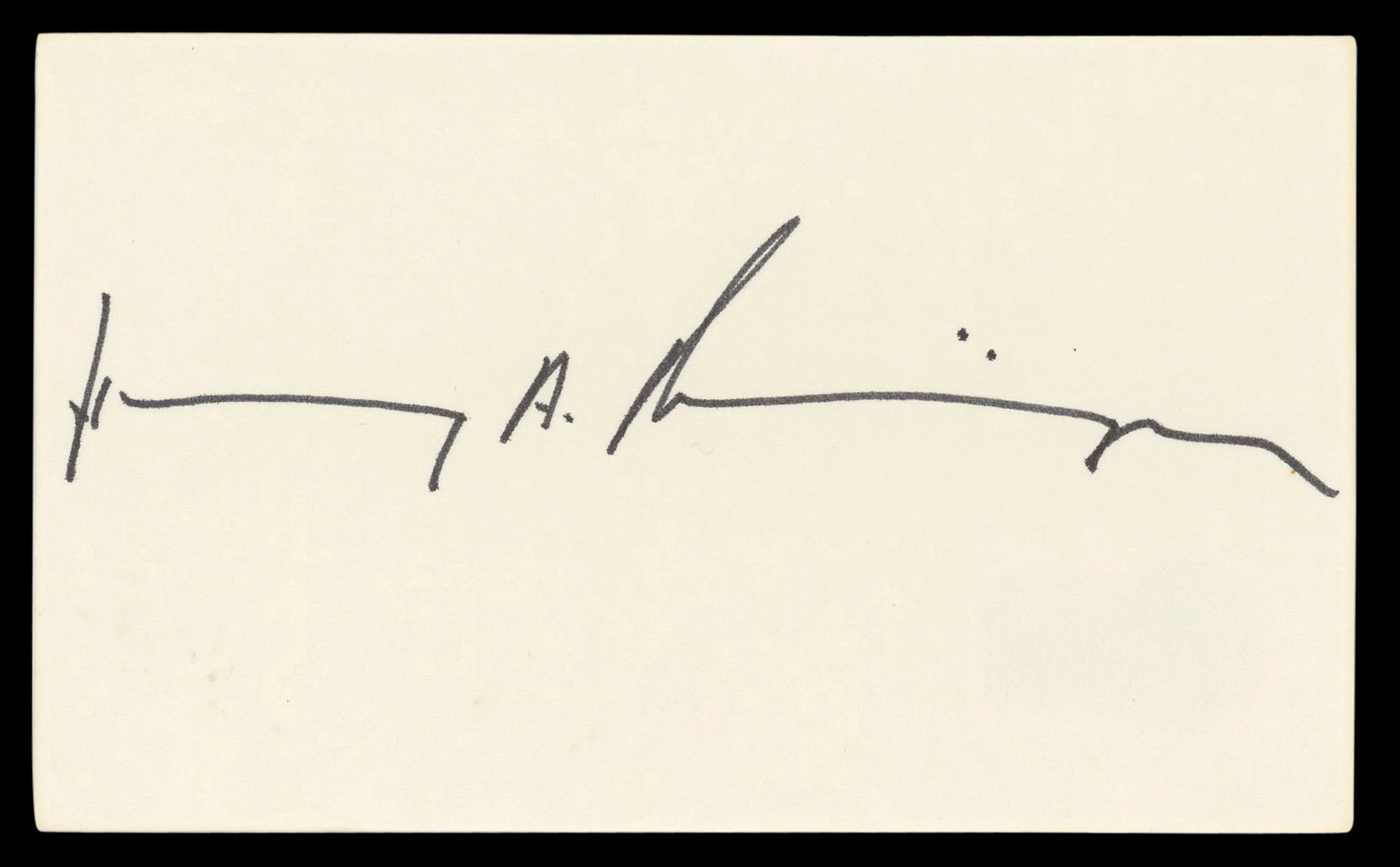 Henry Kissinger Authentic Signed 3x5 Index Card Autographed BAS #BL98484