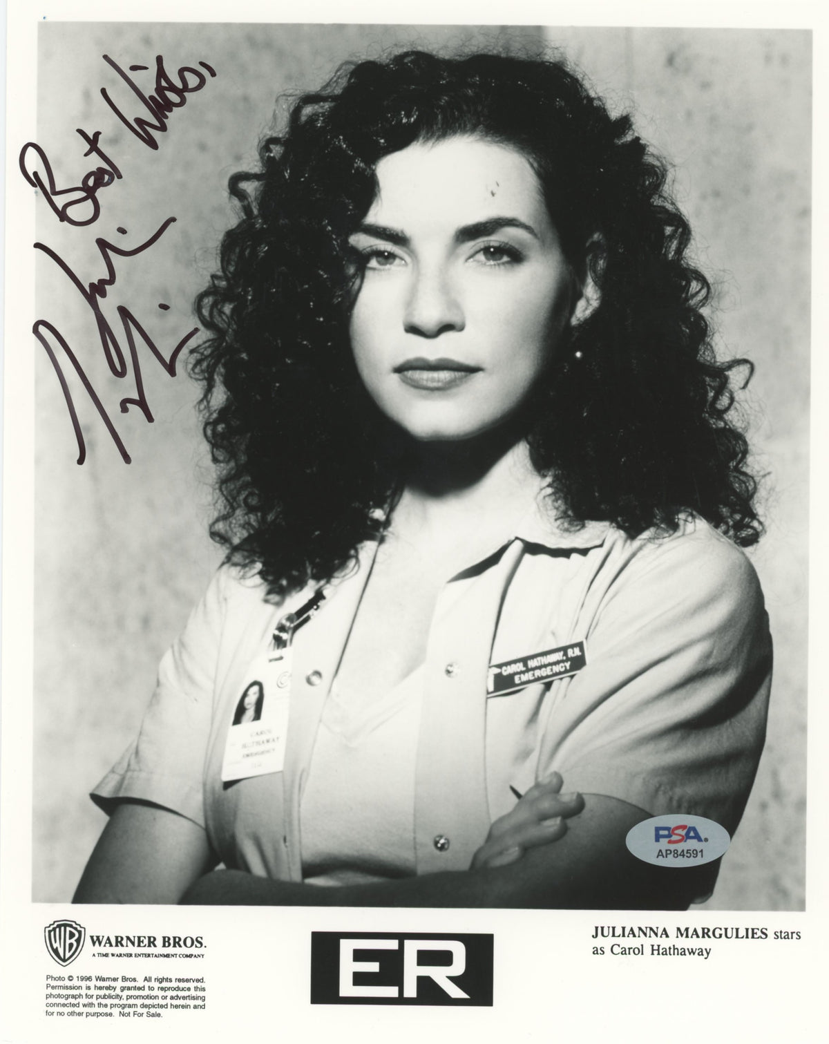 Julianna Margulies E.R. "Best Wishes" Authentic Signed 8x10 Photo PSA #AP84591