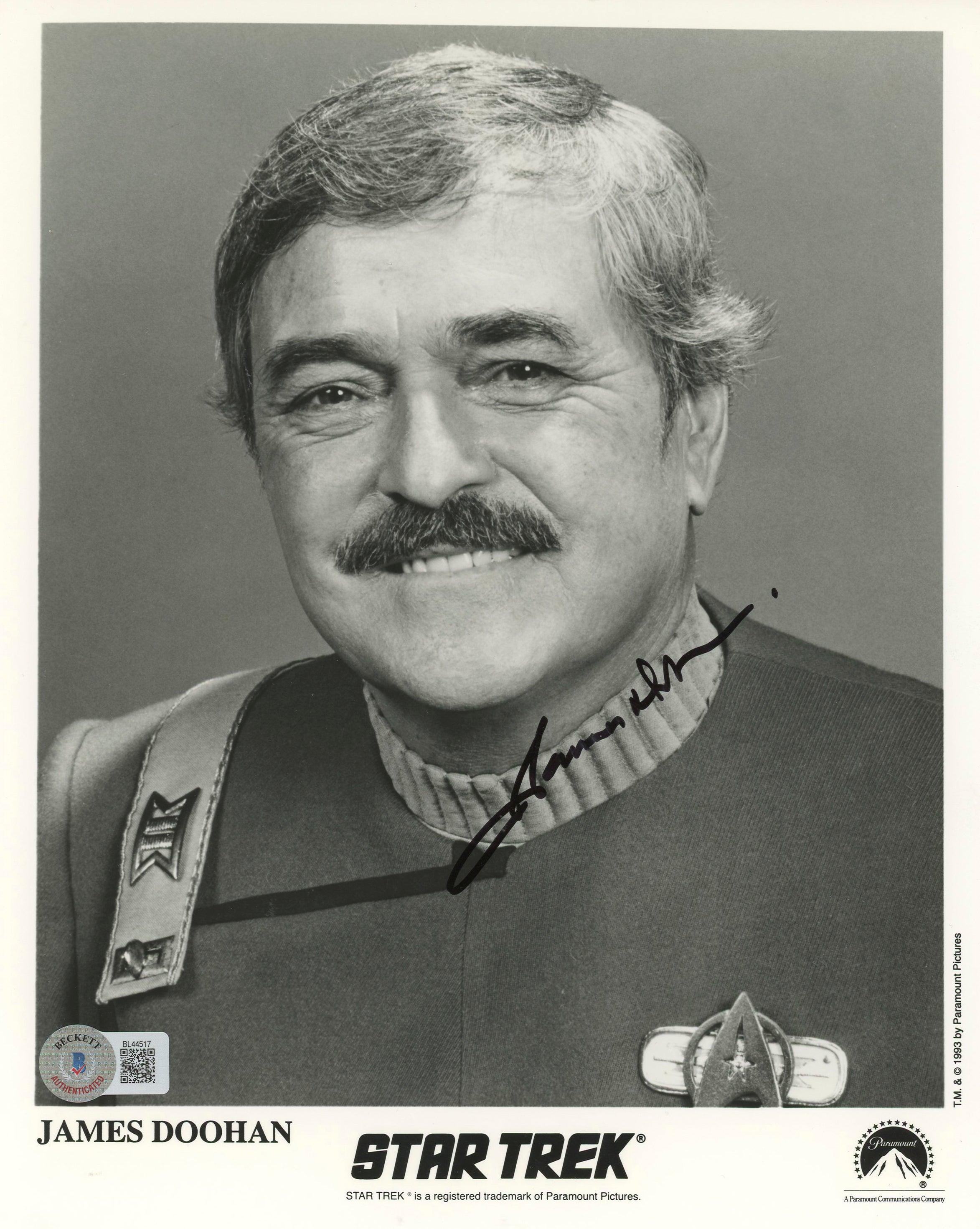 James Doohan Star Trek Authentic Signed 8x10 Photo Autographed BAS #BL44517
