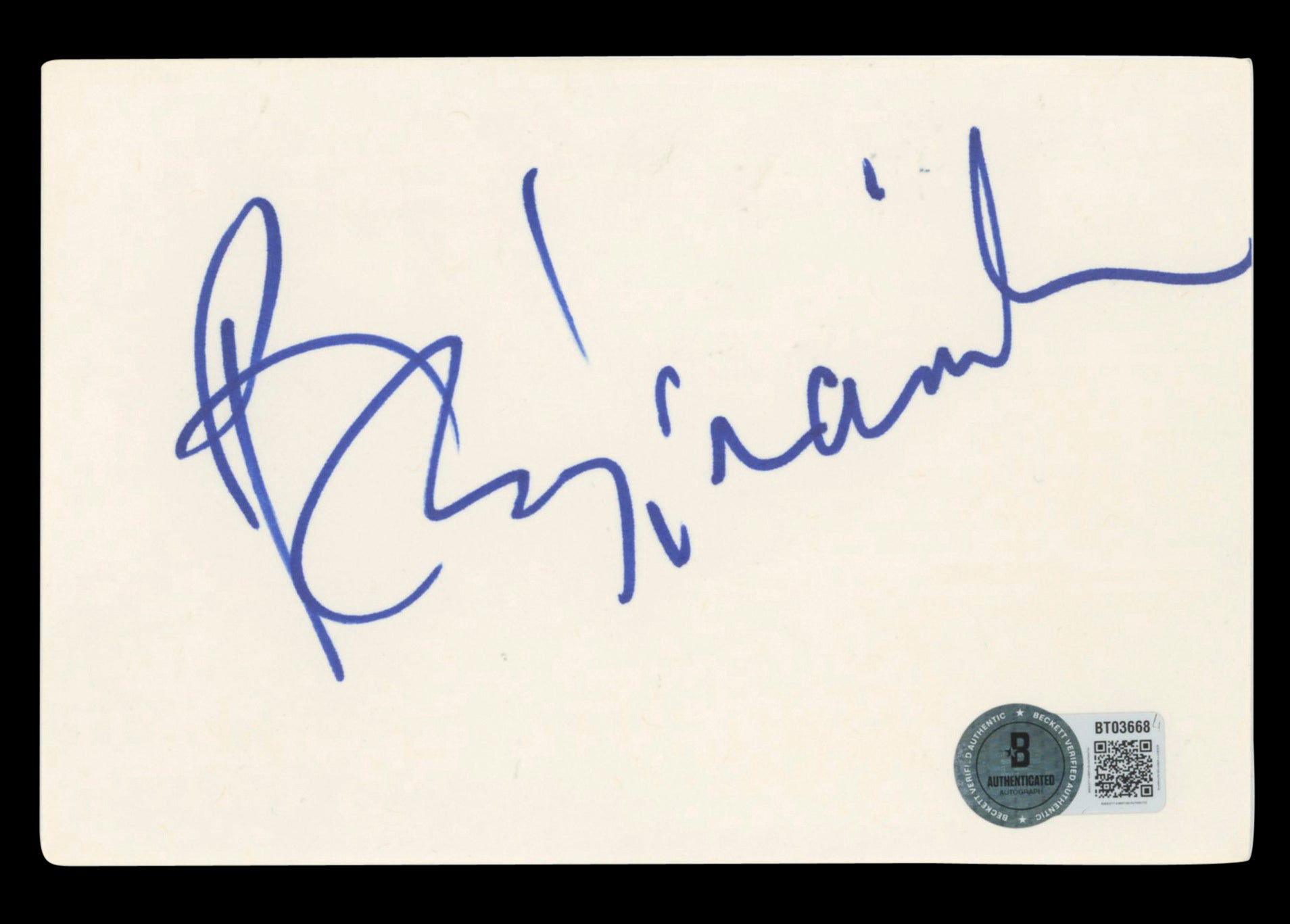Barry Manilow Musician Authentic Signed 3x5 Index Card Autographed BAS #BT03668