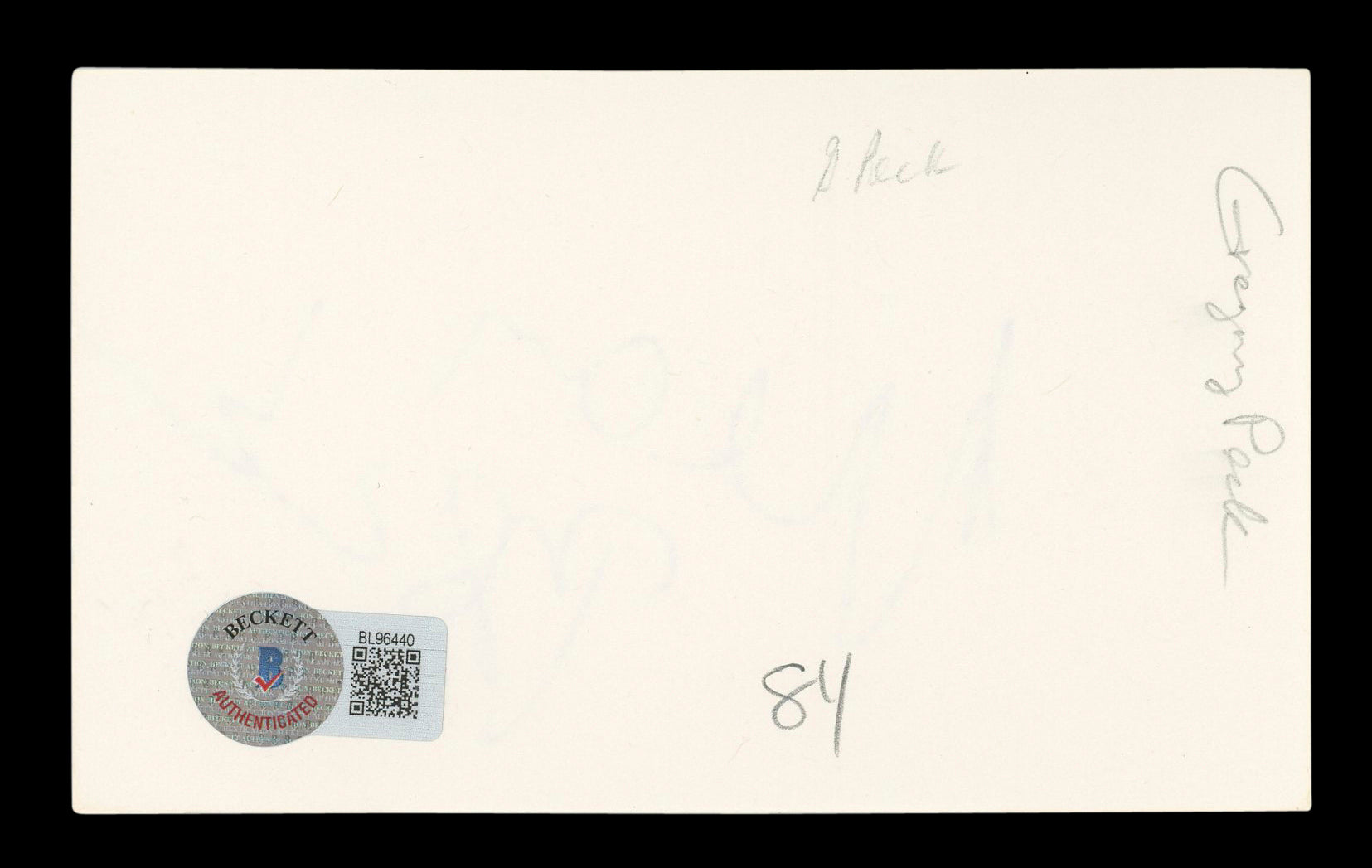 Gregory Peck To Kill a Mockingbird Authentic Signed 3x5 Index Card BAS #BL96440