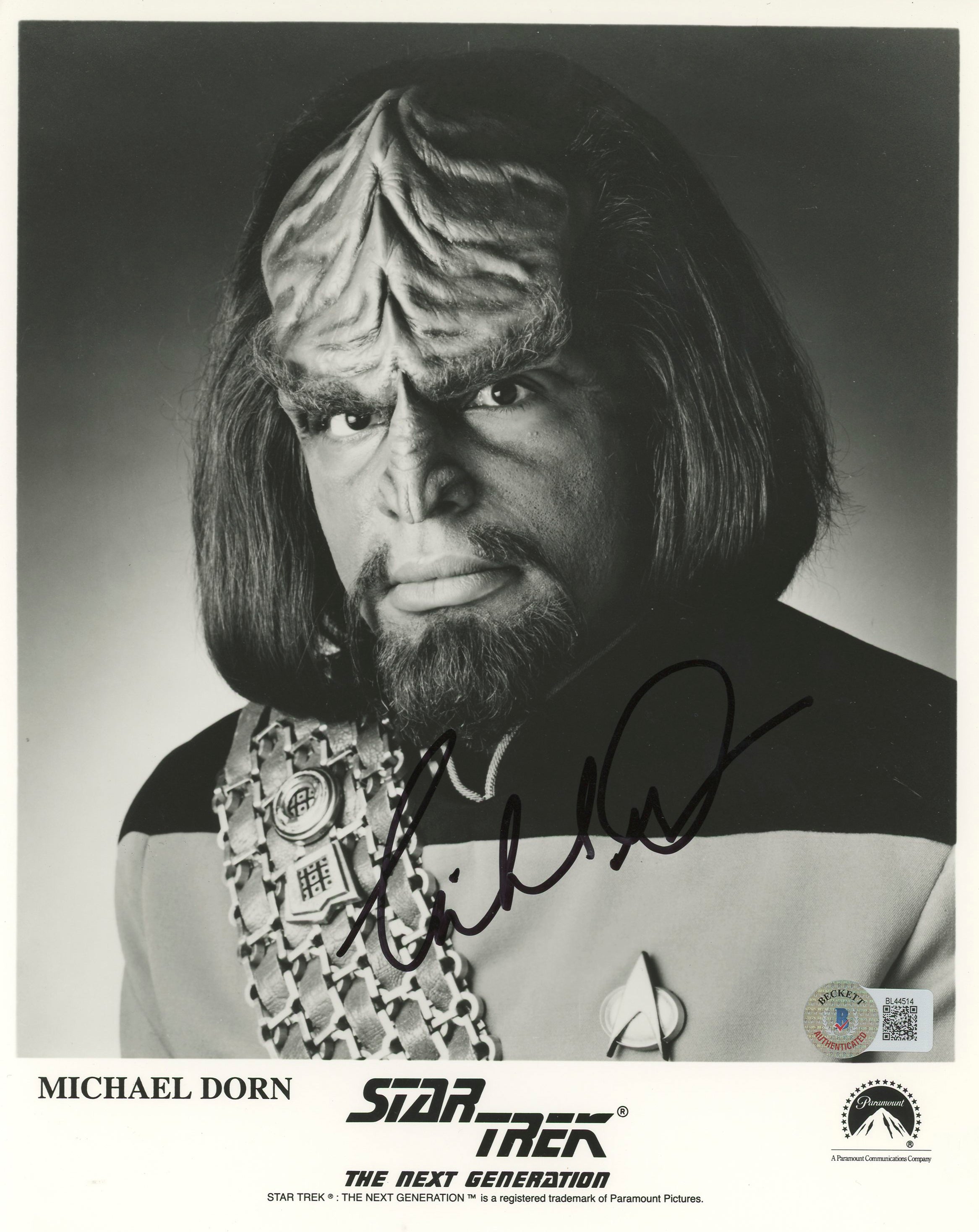 Michael Dorn Star Trek The Next Generation Signed 8x10 Photo BAS #BL44514