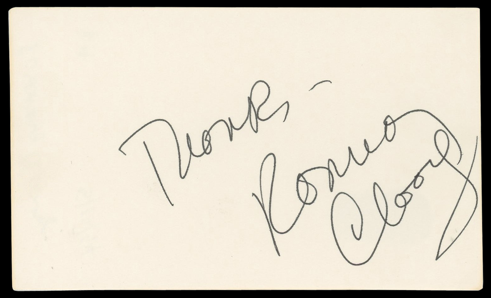 Rosemary Clooney White Christmas "Thanks" Signed 3x5 Index Card BAS #BN06388