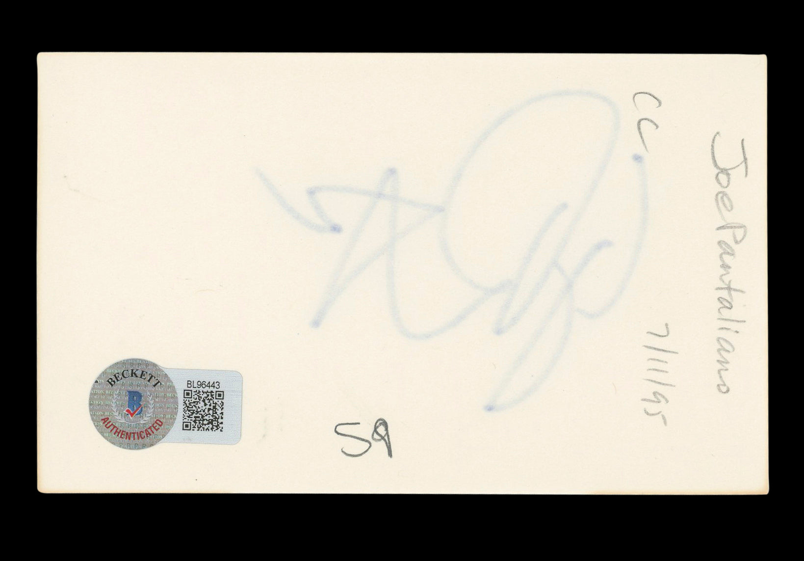 Joe Pantoliano The Sopranos Authentic Signed 3x5 Index Card BAS #BL96443