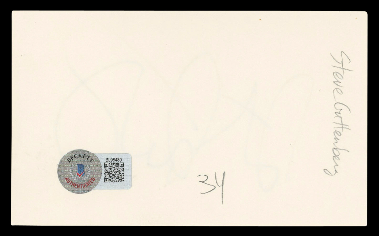 Steve Guttenberg Police Academy Authentic Signed 3x5 Index Card BAS #BL98480