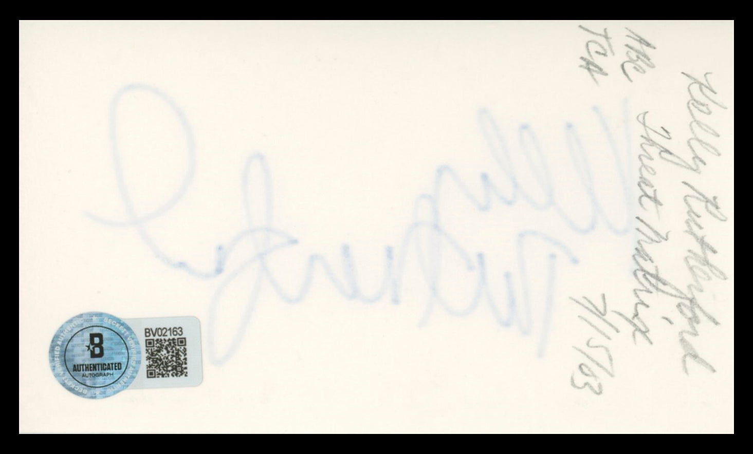 Kelly Rutherford Gossip Girl Authentic Signed 3x5 Index Card BAS #BV02163