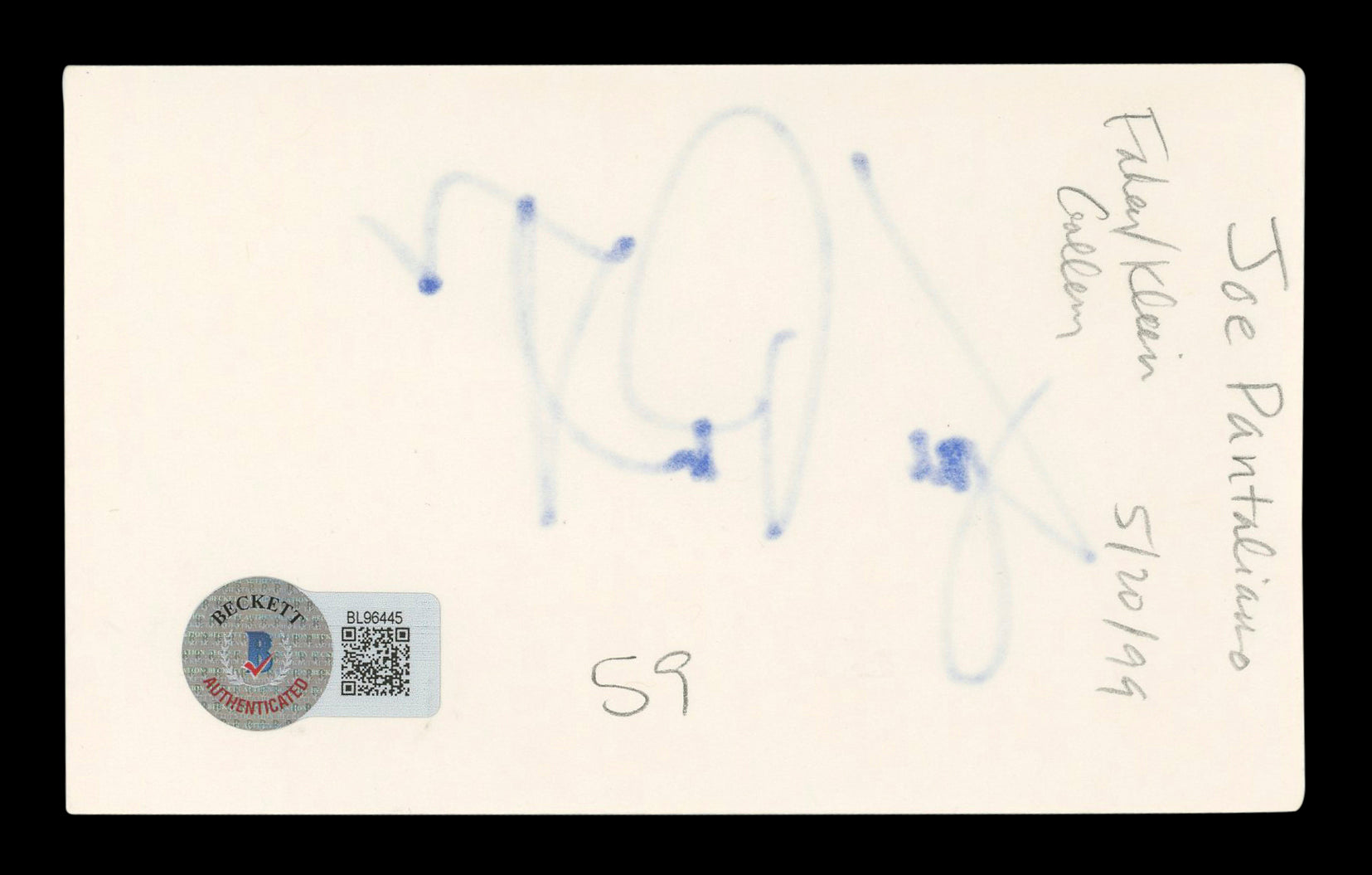 Joe Pantoliano The Sopranos Authentic Signed 3x5 Index Card BAS #BL96445
