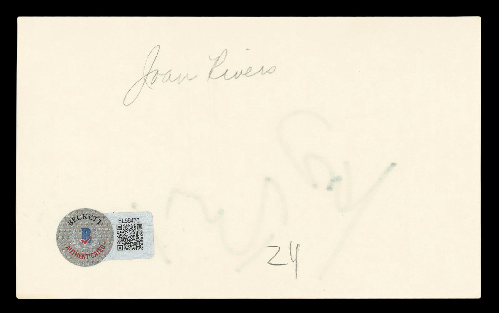 Joan Rivers Fashion Police Authentic Signed 3x5 Index Card BAS #BL98478