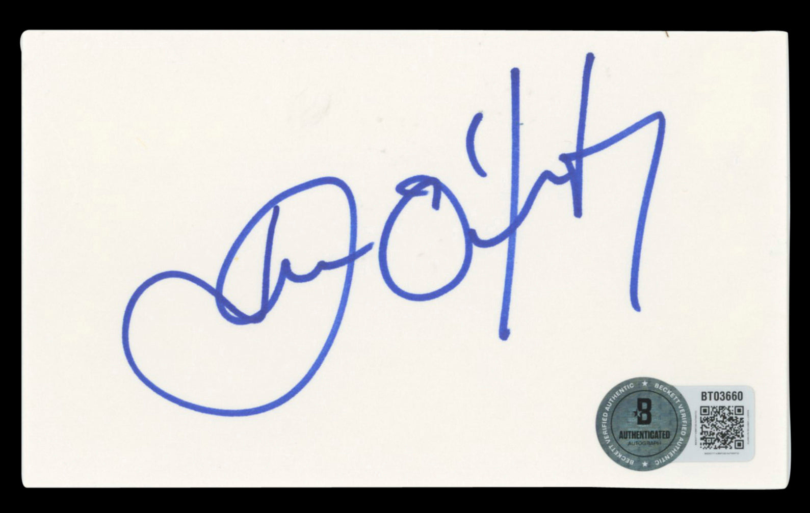 John O'Hurley Seinfeld Authentic Signed 3x5 Index Card Autographed BAS #BT03660