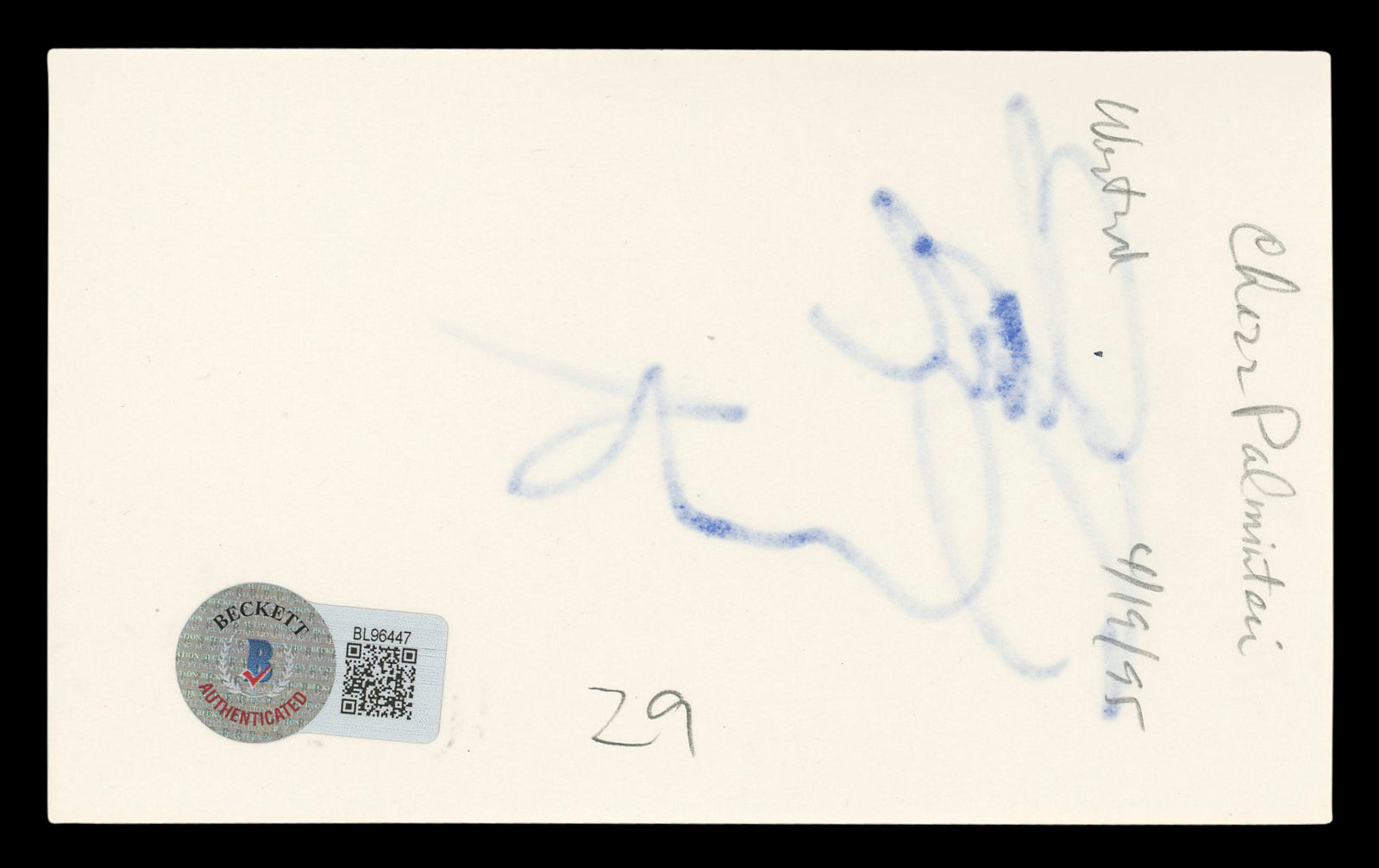 Chazz Palminteri A Bronx Tale Authentic Signed 3x5 Index Card BAS #BL96447