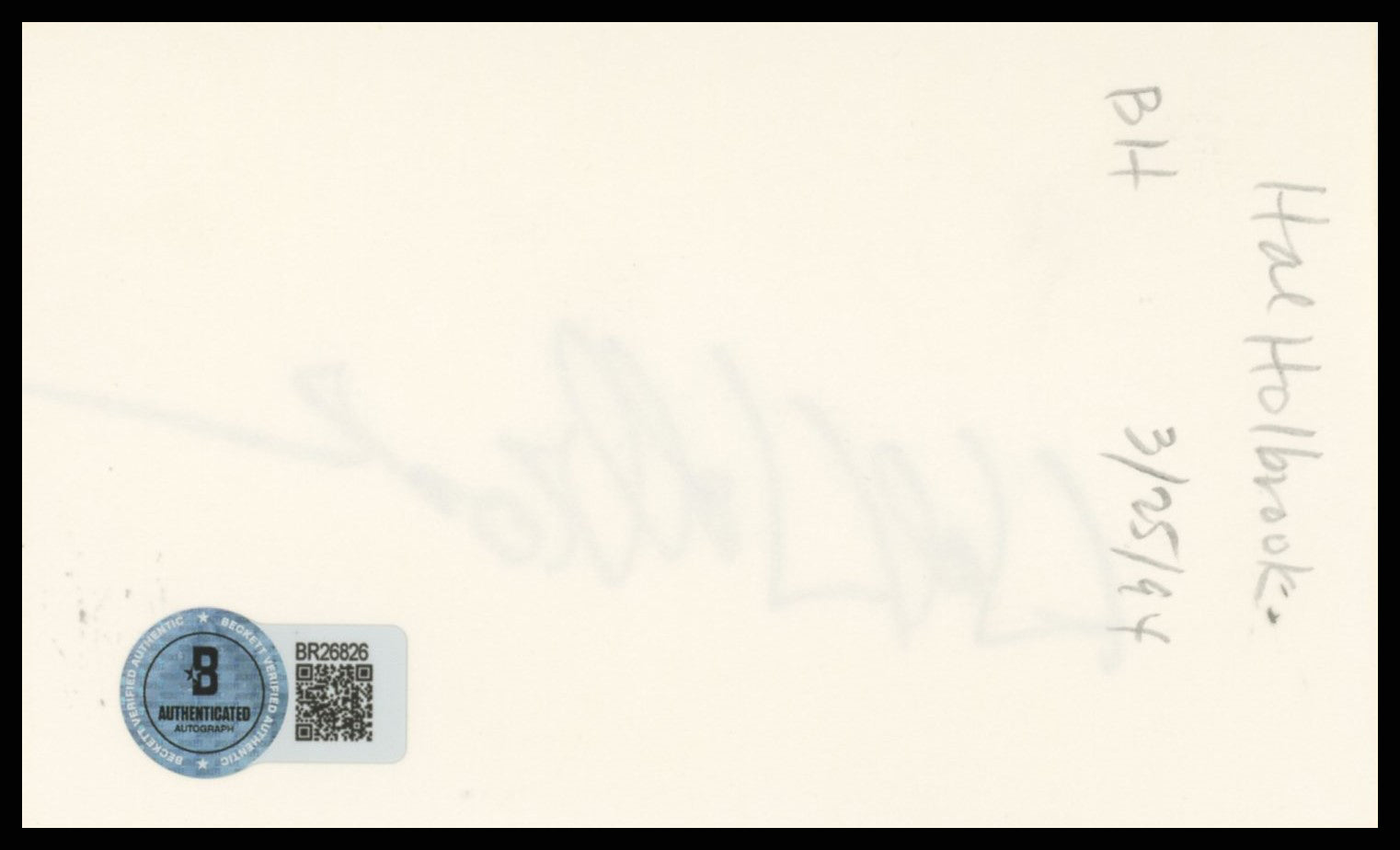 Hal Holbrook Into the Wild Authentic Signed 3x5 Index Card BAS #BR26826
